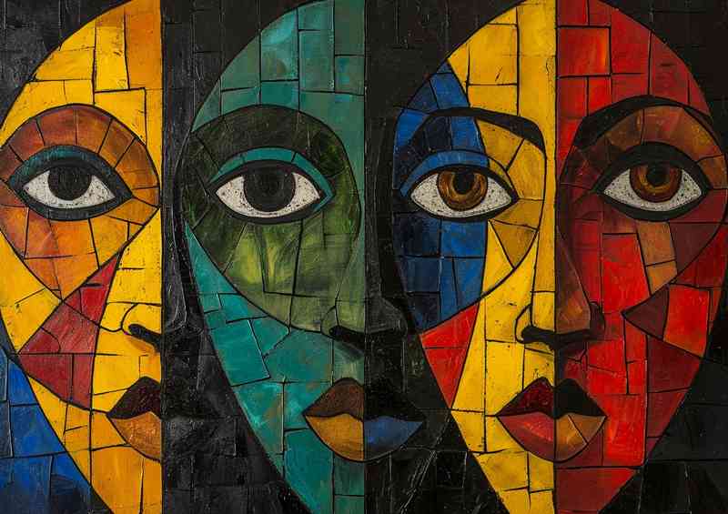 The cubist ladys with various colours | Poster