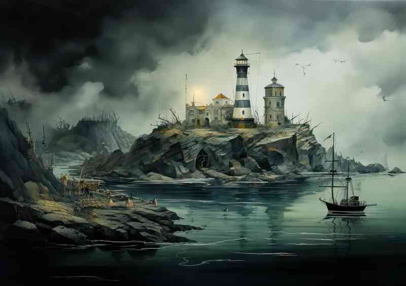 The little island and the lighthouse | Canvas