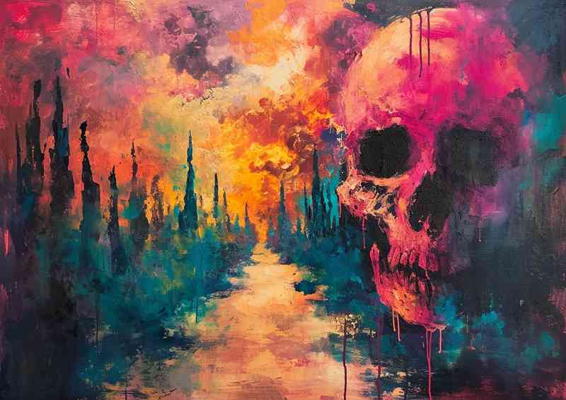 The poppy ecstasy skull and trees style art | Poster