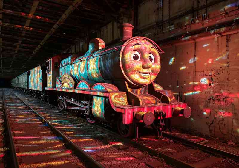 Train street art in the underground tunnel | Metal Poster