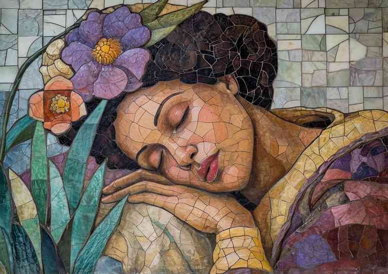 Woman sleeping in a mozaic style | Canvas