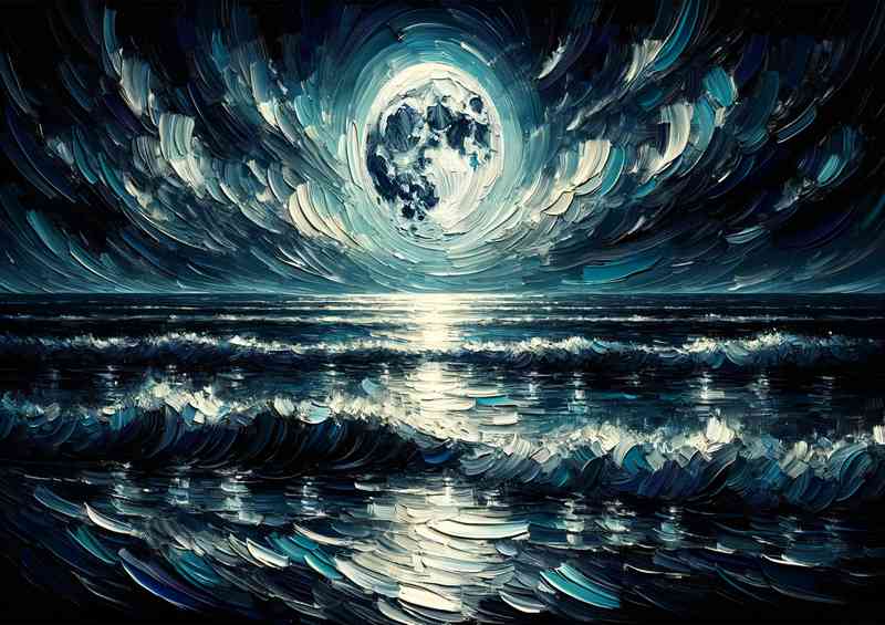 Beauty of a moonlit night over the ocean | Poster