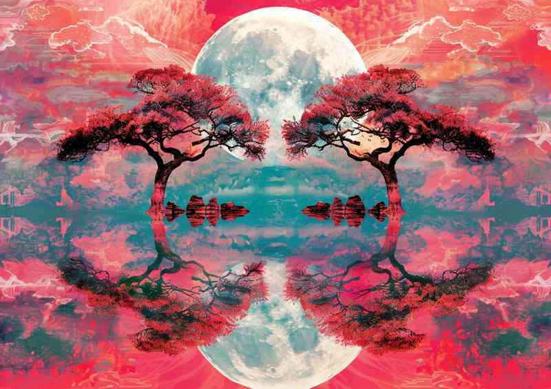 A Pair of trees with water reflections | Di-Bond