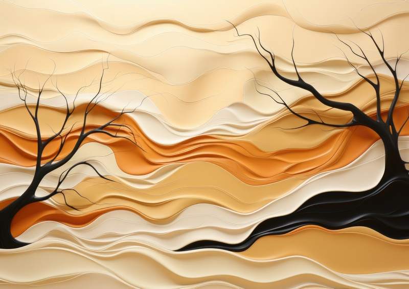 Abstract style of a pair Trees | Canvas