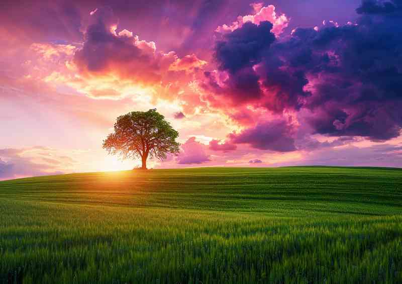 Green field with a lush sky | Poster