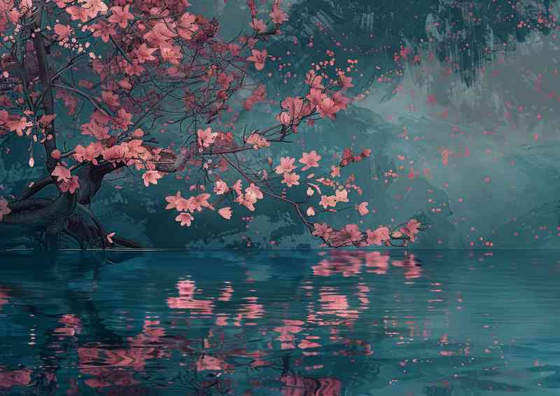 Tree and flowers in a scene of water | Di-Bond