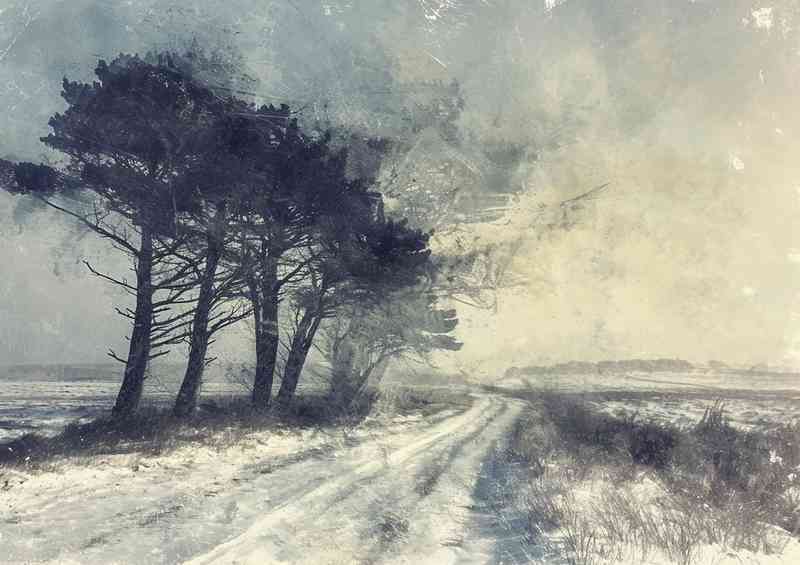 Watercolour bleak landscape in winter | Canvas