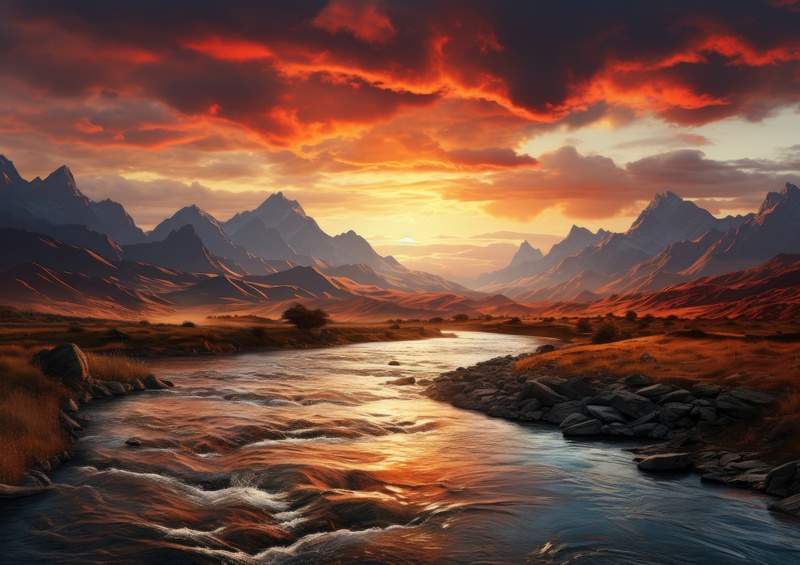 River flowing through the continents | Poster