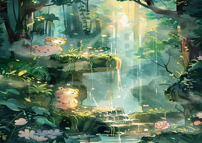 Whimsical watercolor in the rain | Poster