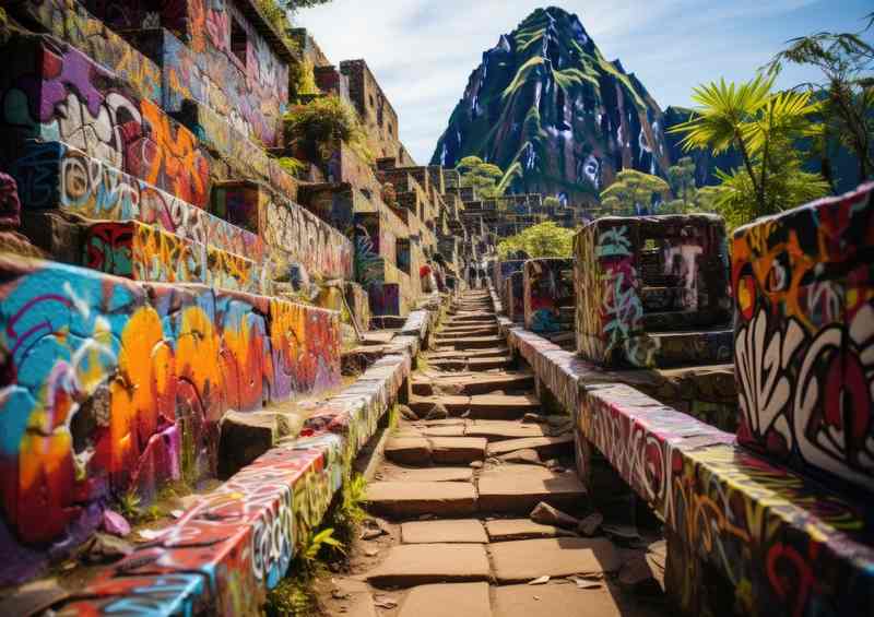 Machu Picchu mixed with street art | Poster
