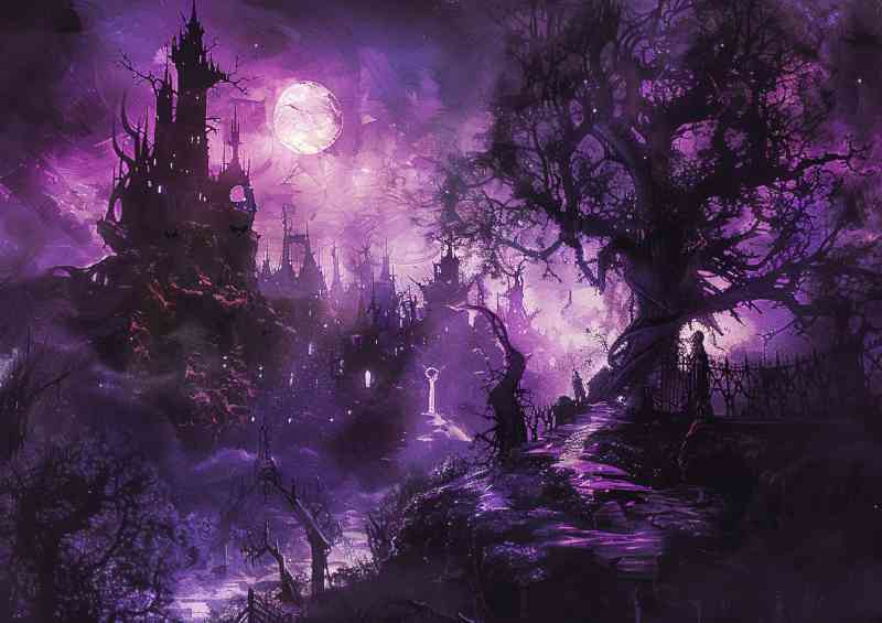 Gothic township in dark purples | Poster
