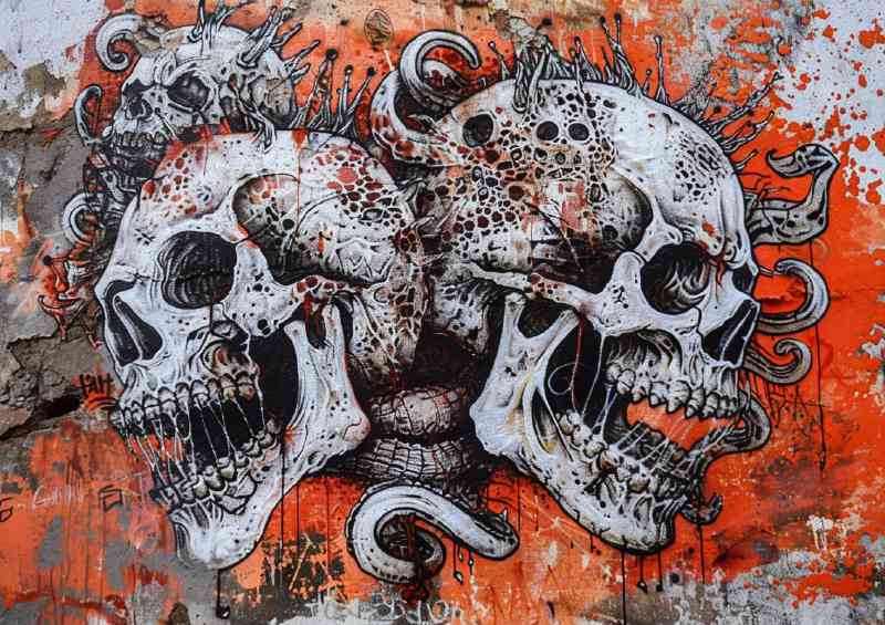 Incendasstreet art devils on a skeleton skull | Canvas