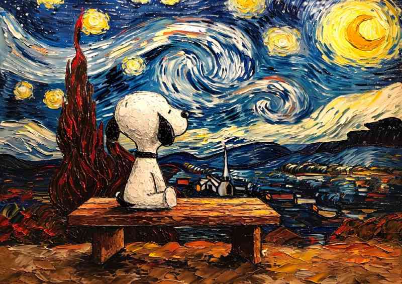 A Beagle dog on a park bench | Metal Poster