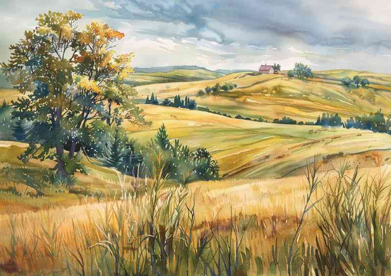 Countryside landscape with rolling hills | Canvas