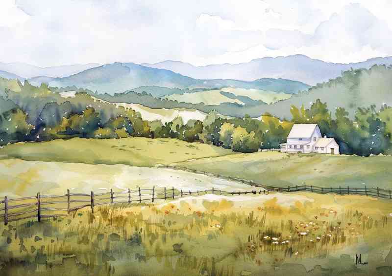 Farm in the distance rolling hills | Di-Bond