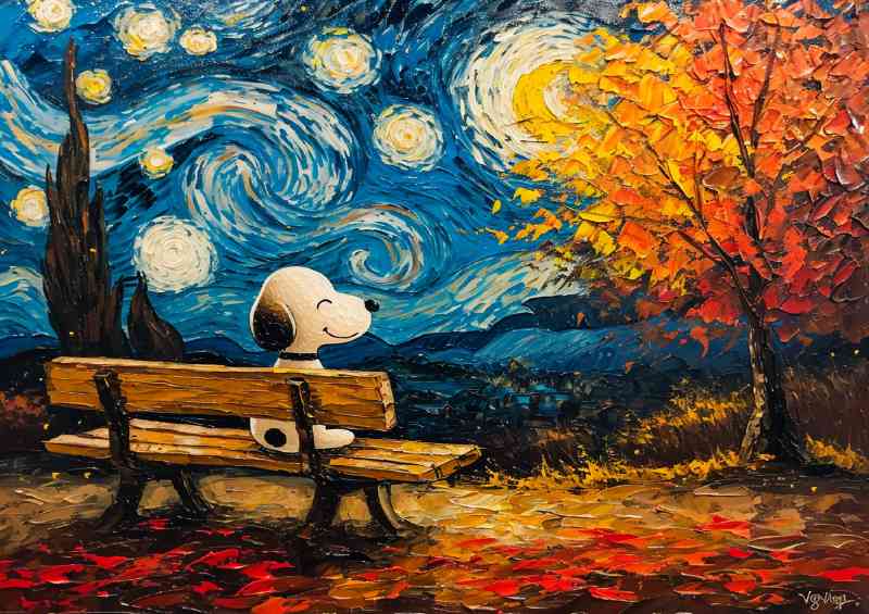 Painted style winter A Beagle in the park | Canvas