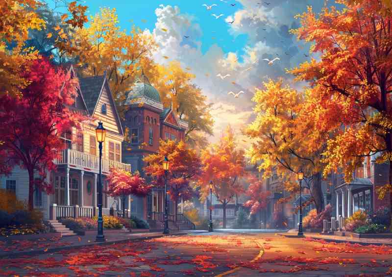 beautiful street autumn scene | Di-Bond