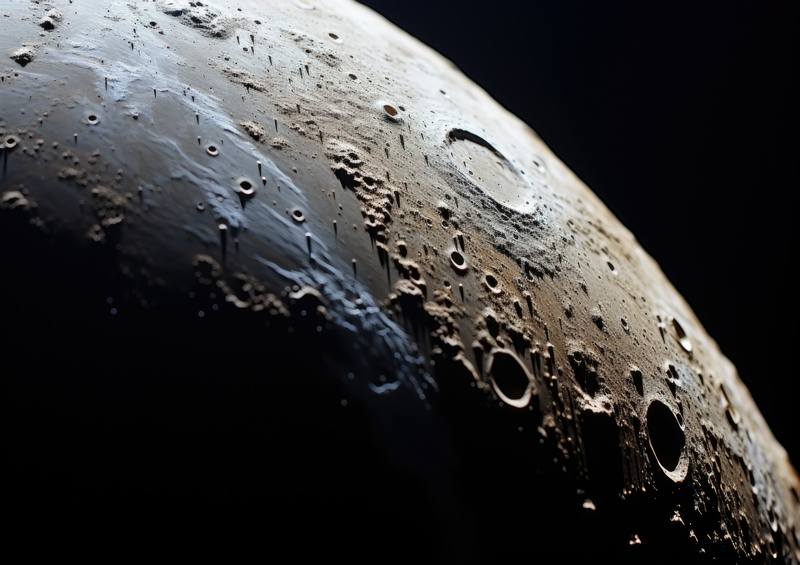 Darkside of the moon with crators | Metal Poster