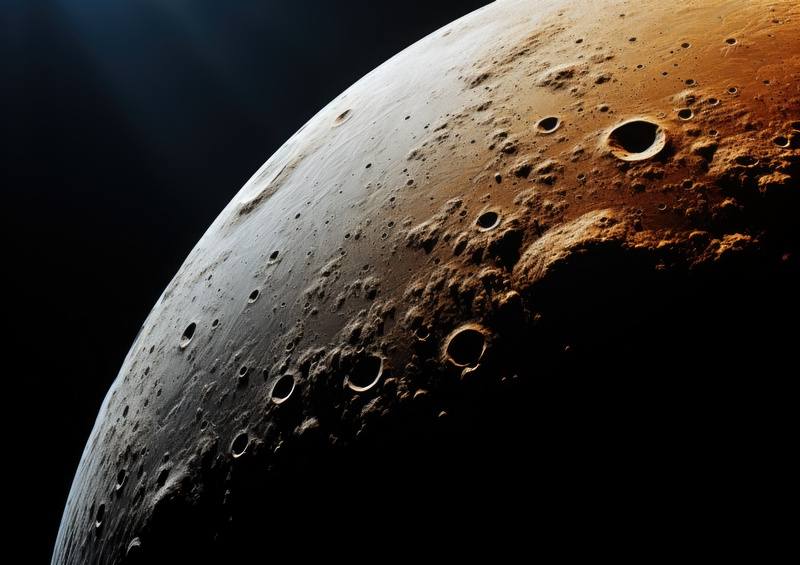 The darkside of the moon with a copper glow | Canvas