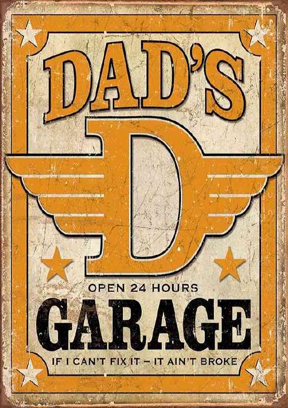 Dads Garage open all hours | Metal Poster