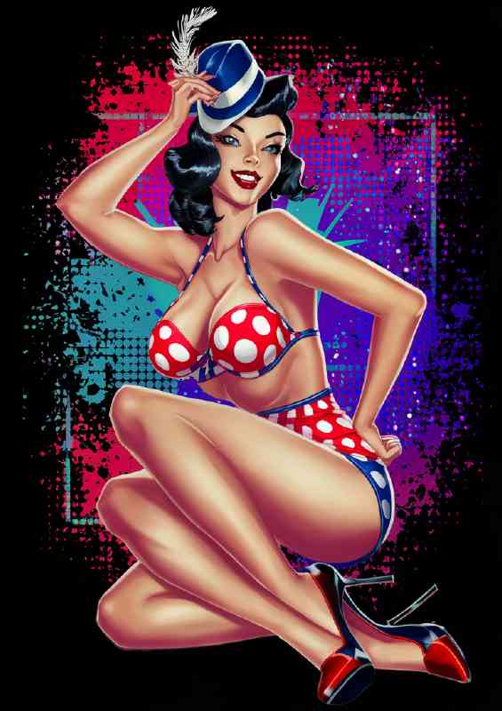 Retro pin up lady in the show | Di-Bond
