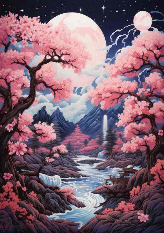 Cherry Blossom Canopy Mountain Treks in Japan | Poster