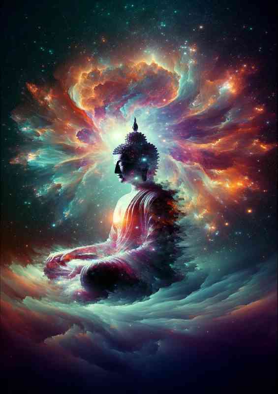 Buddha in a contemplative state representing the creation | Metal Poster