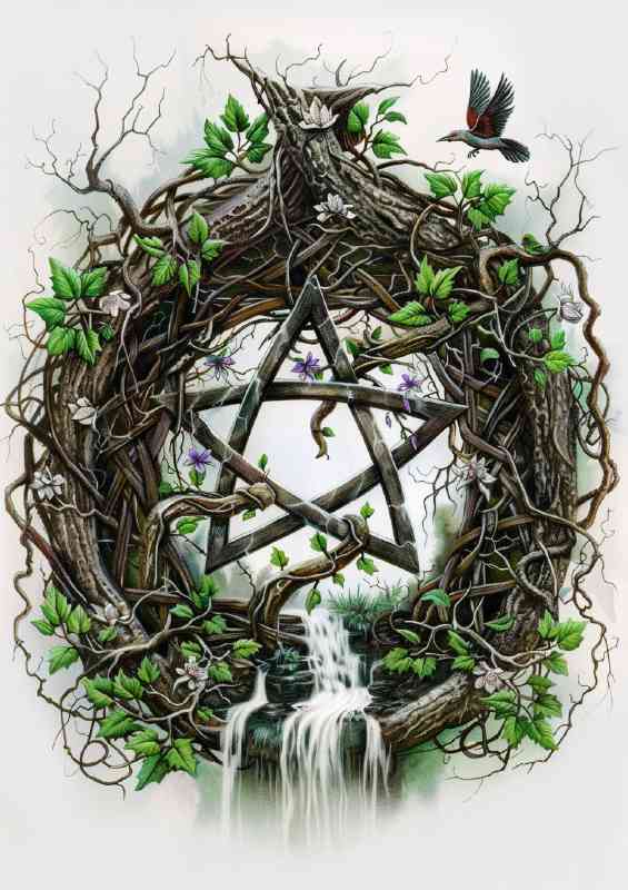 Wiccan Pentacle with vines | Poster