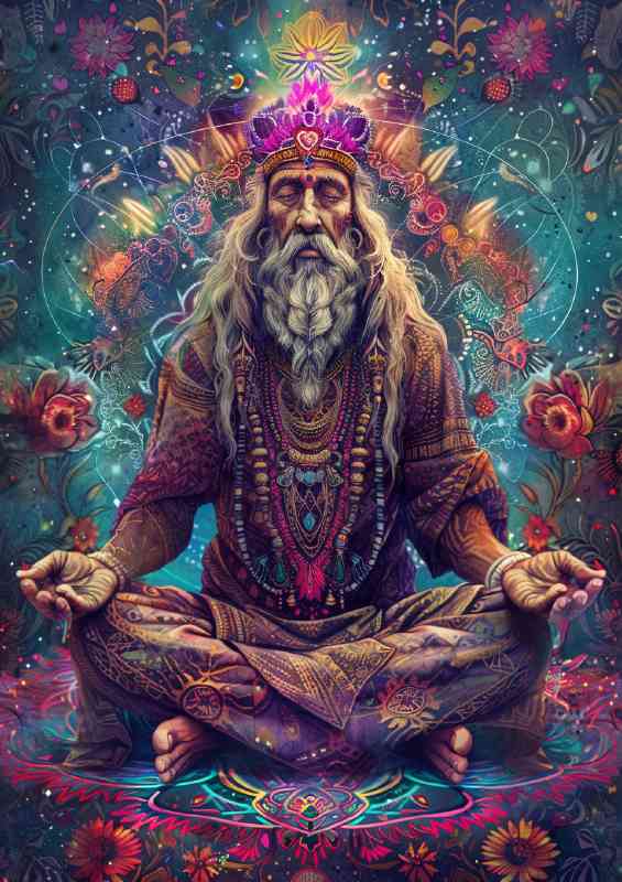 A ancient man in lotus position | Poster