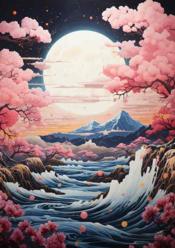 Cherry Blossom Trails Mountains and Waterways of Japan | Poster