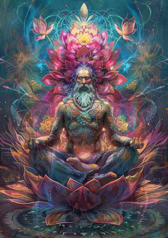 Ancient man in lotus position | Poster