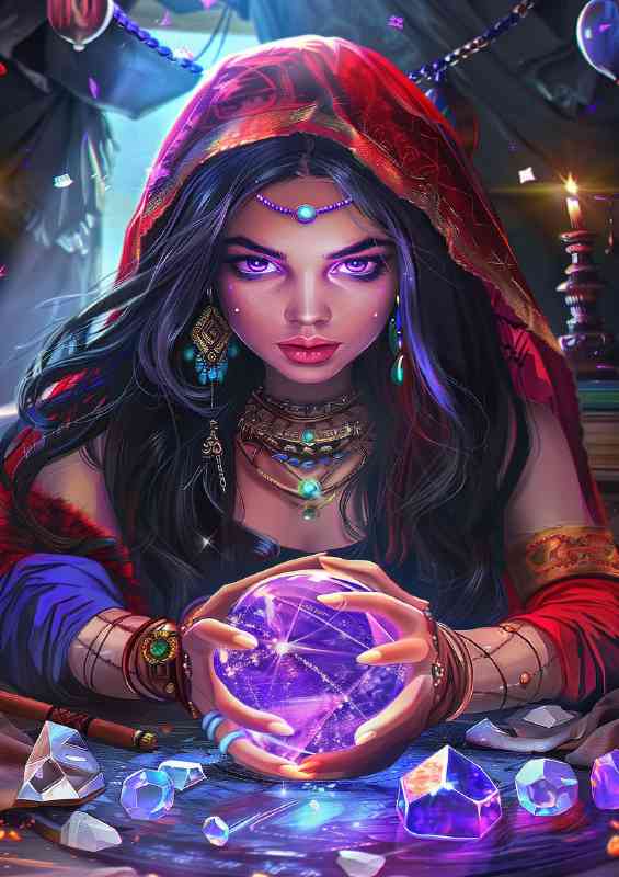 Beautiful fortune teller with long black hair | Poster