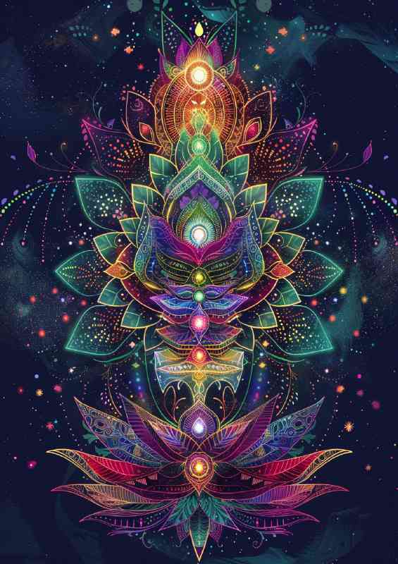 Colorful chakras inside a lotus | Poster