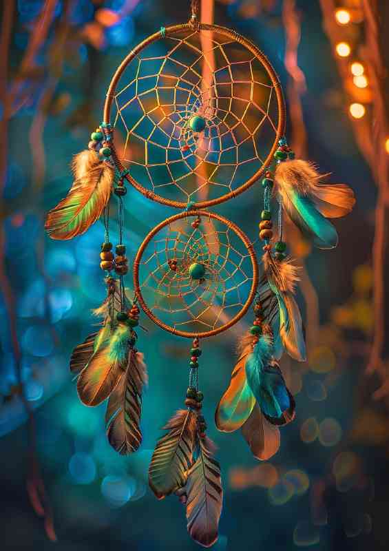 Dream catcher in the night sky with amazing colors | Metal Poster
