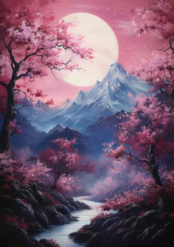 Cherry Blossoms in the Wild Lakes Rivers and Peaks | Poster