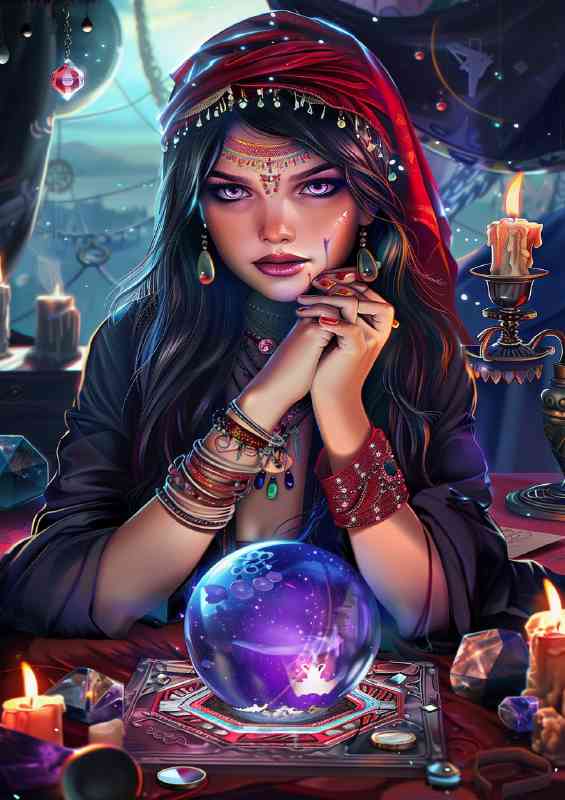 Fortune teller with a crystal ball | Metal Poster
