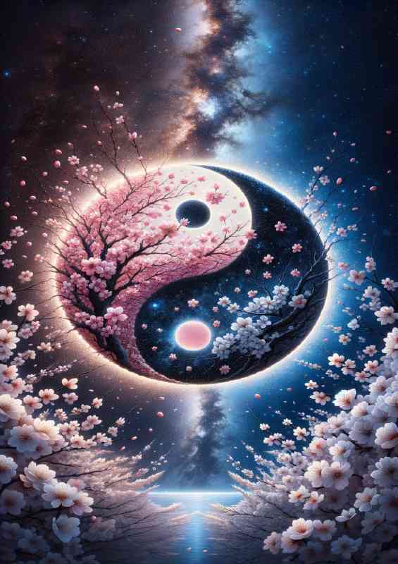 Yin and Yang symbol of blooming cherry blossoms | Poster