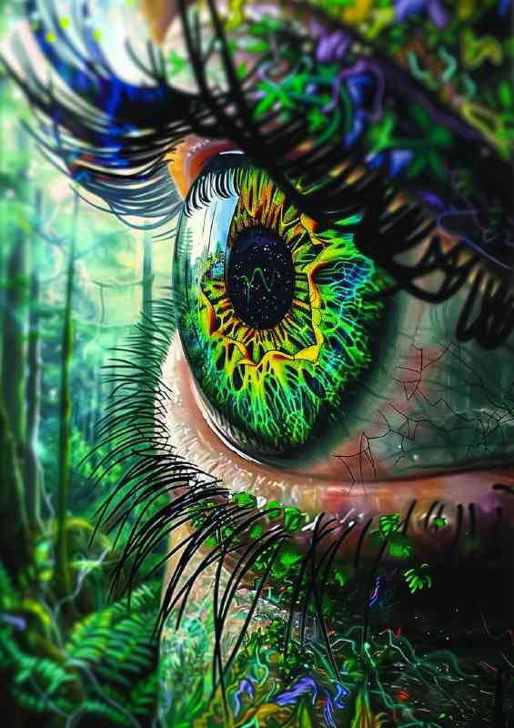 Close up of an eye with trees and plants growing | Di-Bond