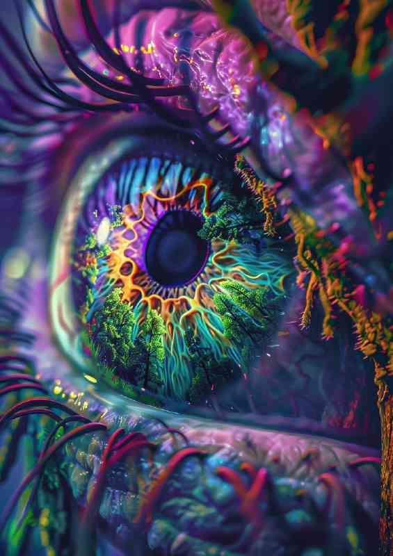 Eye with trees and plants growing out | Metal Poster