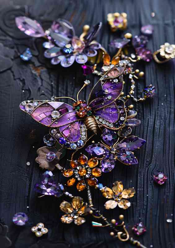 Beautiful butterfly with a purple and gold | Canvas