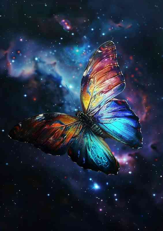 Stunning Butterfly with vibrant colors gracefully flying | Metal Poster