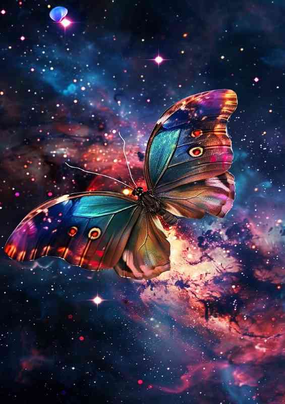butterfly flying in the cosmos sky | Di-Bond