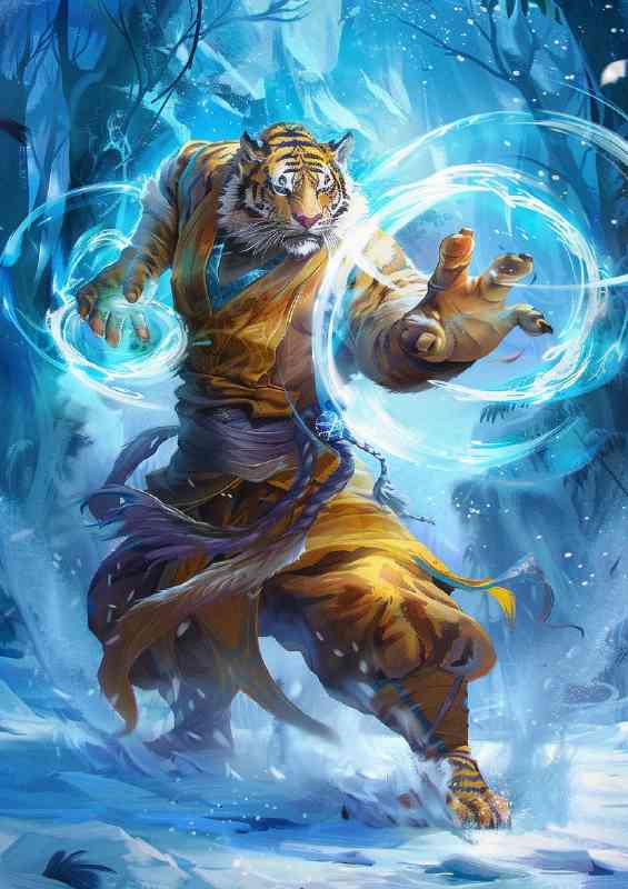 Yellow Tiger monk casting magic | Poster