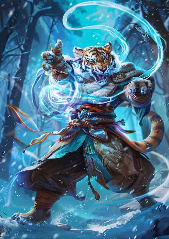 Yellow Tiger monk casting magic in the air | Metal Poster