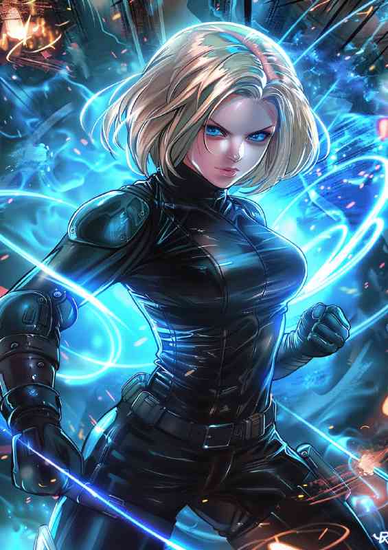 Android no18 with sword | Canvas