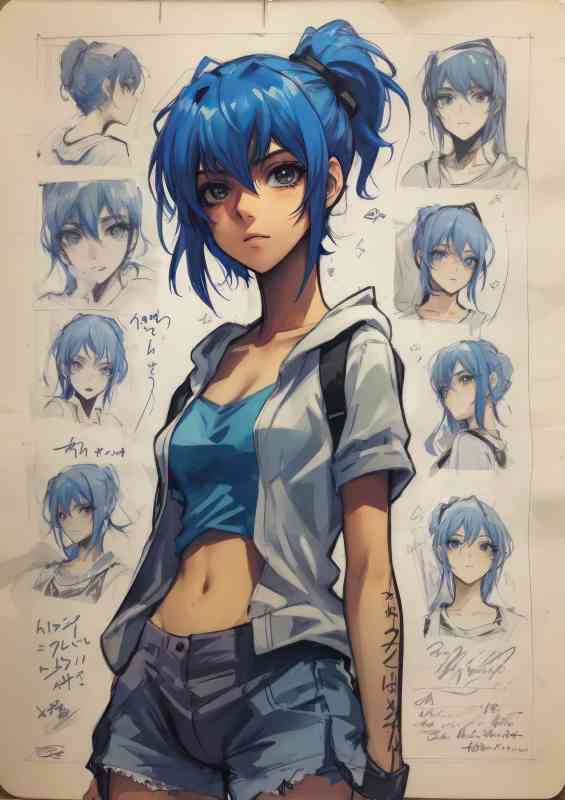 Anime slayer with bright blue hair | Poster