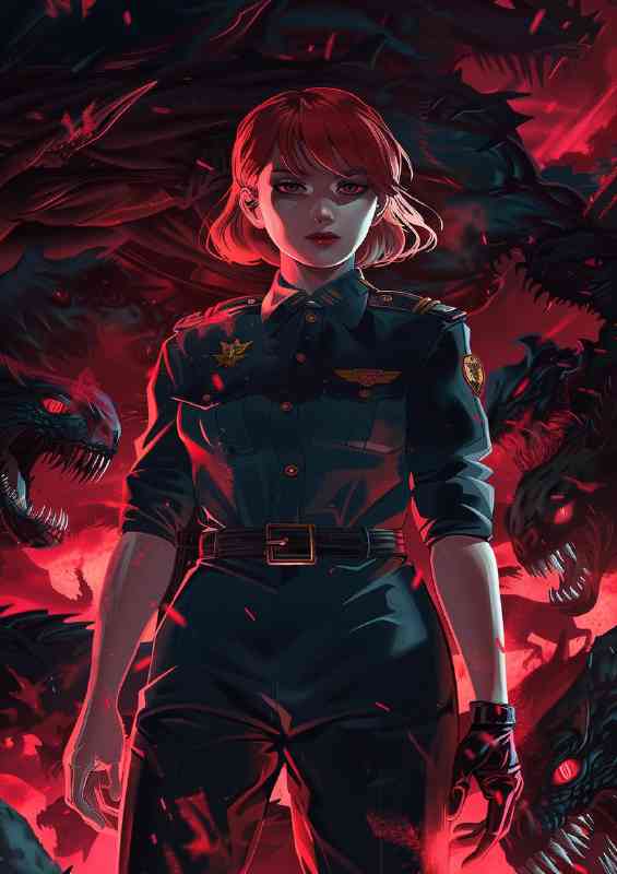 Beautiful red haired woman with short hair | Poster