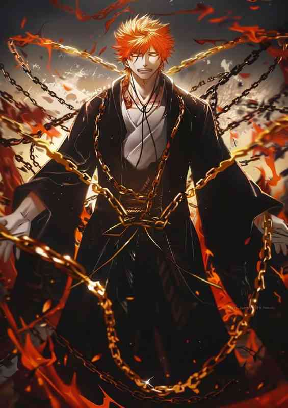 Bleach anime character holding chains both hands | Di-Bond