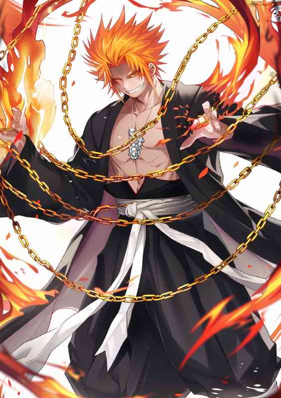 Bleach anime character holding gold chains | Poster