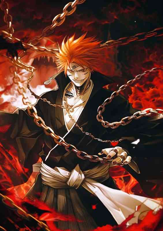 Bleach fighting with chains in hell | Poster